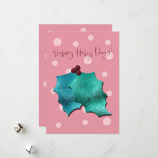 Roze en Aqua Gelukkige Kerstdagen! Feestdagenkaart