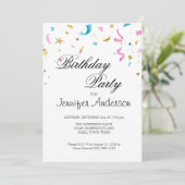 Roze en Aqua Glitter Confetti Invitation (Staand voorkant)