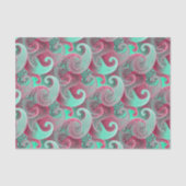 Roze en Aqua Paisley Damask Pattern Tissuepapier (Voorkant)