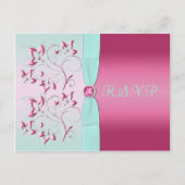 Roze en Aqua R.S.V.P. Briefkaart (Voorkant)
