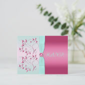 Roze en Aqua R.S.V.P. Briefkaart (Staand voorkant)