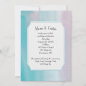Roze en Aqua Waterverf Wedding Invite Kaart (Voorkant)