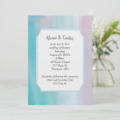 Roze en Aqua Waterverf Wedding Invite Kaart (Staand voorkant)