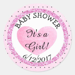 Roze en B Geen Baby shower ticker Ronde Sticker