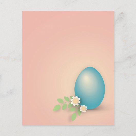 Roze en babyblauwe eitjes en lentbloemen flyer (Achterkant)