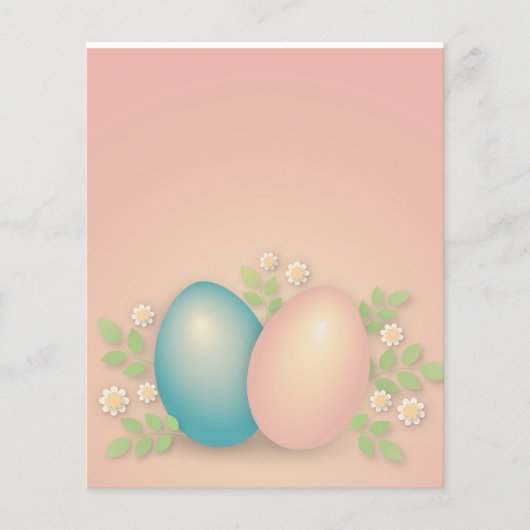 Roze en babyblauwe eitjes en lentbloemen flyer (Voorkant)