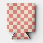Roze en beige checkboard blikjeskoeler (Voorkant)