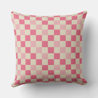 Roze en Beige Gingham Check Patroon Kussen