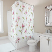 Roze en beige Magnolia Douchegordijn (In situ)