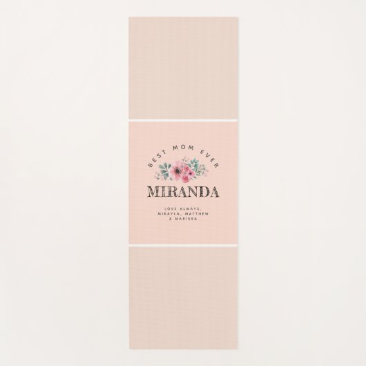 Roze en beige monogram Beste mam ooit op persoonli Yogamat (Voorkant)