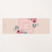 Roze en beige | Monogram Waterverf bloemen Yogamat (Voorkant (horizontaal))