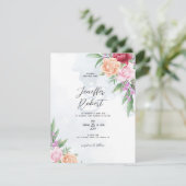 Roze en beige rozen lijst bedankkaart (Staand voorkant)