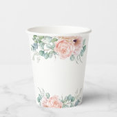 Roze en beige waterverf bloem bruiloftsborrel papieren bekers (Achterkant)