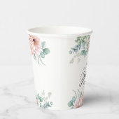 Roze en beige waterverf bloem bruiloftsborrel papieren bekers (Rechts)