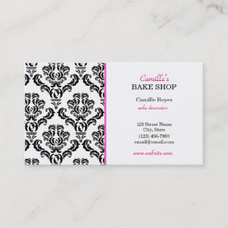 Roze en Black Damask Bakery Visitekaartje