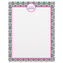 Roze en Black Damask Letterhead