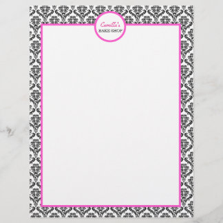 Roze en Black Damask Letterhead