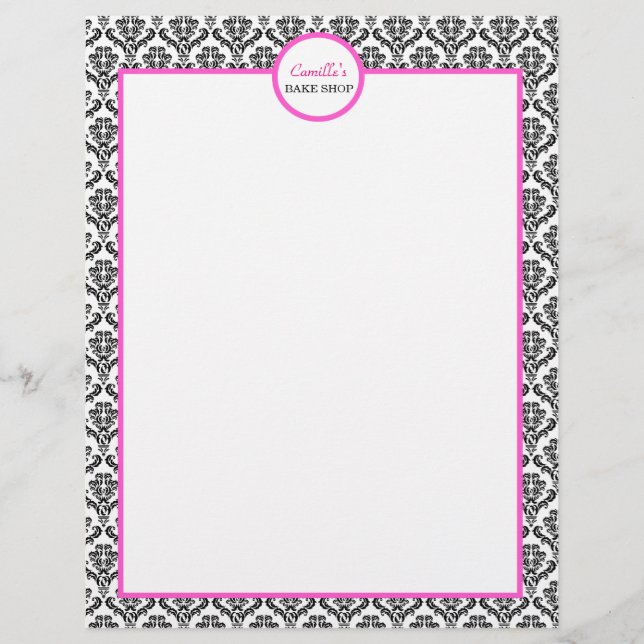  Roze en Black Damask Letterhead (Voorkant)