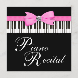 Roze en Black Piano Keys Overweging Uitnodiging