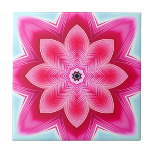 Roze en blauw abstract decoratief tegeltje (Voorkant)