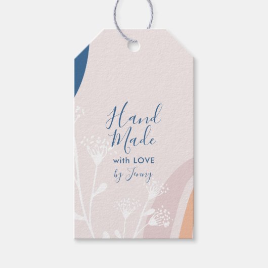 Roze en blauw Abstract handgemaakt product Label o Cadeaulabel (Voorkant)