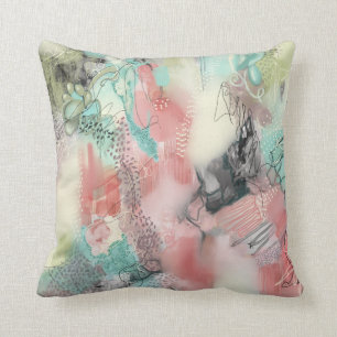 Roze en blauw abstract ontwerp kussen
