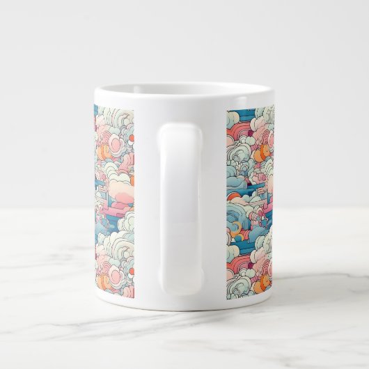 Roze en Blauw Abstracte Clouds Specialty Mok (Achterkant)
