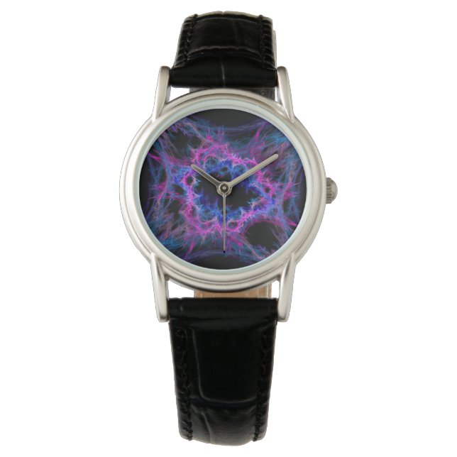 Roze en blauw abstracte kunst horloge (Voorkant)