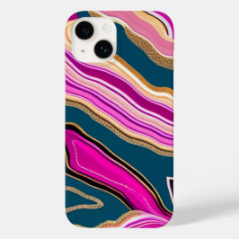 Roze en blauw agatpatroon Case-Mate iPhone 14 hoesje