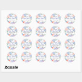 Roze en Blauw Bloemen Bruiloft Save the Date Ronde Sticker (Vel)