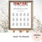 Roze en Blauw Bloemen Elegant Zitkaarten Teken Poster