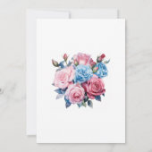 Roze en Blauw Bloemenbruiloft repetitie diner Kaart (Achterkant)