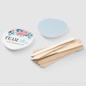 Roze en blauw bloemengeslacht onthullen feest fan handwaaier (Niet-gemonteerd)