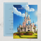 Roze en blauw Castle Princess Crown Kaart (Voorkant / Achterkant)