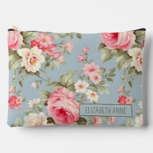 Roze en Blauw Cottage Rozen gepersonaliseerd Etui