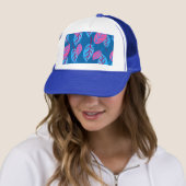 Roze en blauw design met bladeren trucker pet (In situ)