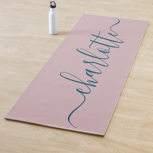 Roze en Blauw Eenvoudig Stijlvol monogram Yogamat