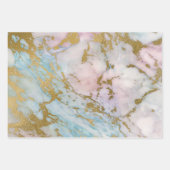 Roze en Blauw en Gouden Marmeren Kijk Inpakpapier Vel (Voorkant)