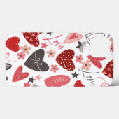 Roze en Blauw Folk Hart Liefde en Harten Case-Mate iPhone Case (Achterkant (horizontaal))