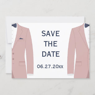 Roze en Blauw Gay Bruiloft Save The Date Kaart