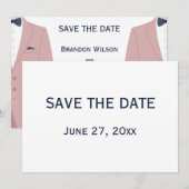 Roze en Blauw Gay Bruiloft Save The Date Kaarten (Voorkant / Achterkant)