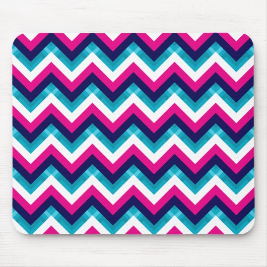 Roze en blauw Geometrische Chevron Pattern Muismat (Voorkant)