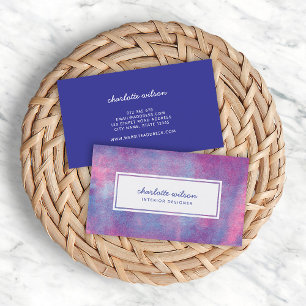 Roze en blauw gerolde inkt Modern Visitekaartje