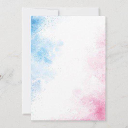 Roze en Blauw Geslacht Onthullen Party Jongen of M Kaart (Achterkant)