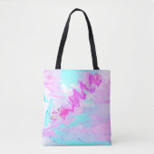 Roze en Blauw Golvend Abstract Draagtas (Voorkant)