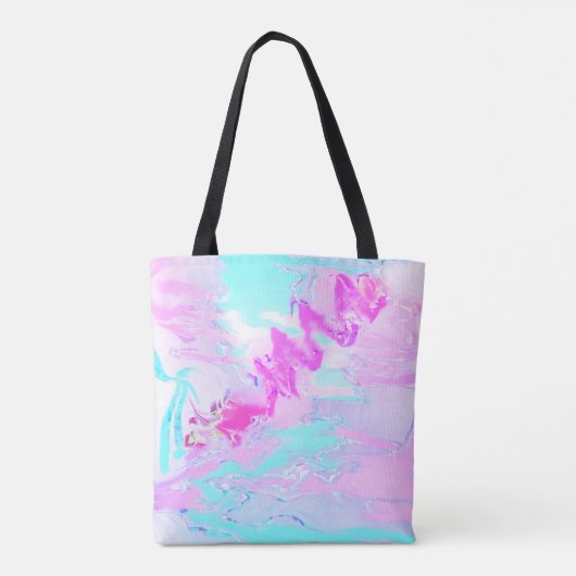 Roze en Blauw Golvend Abstract Draagtas (Achterkant)