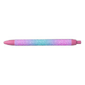 Roze en Blauw gradiënt glitterpatroon Zwarte Inkt Pen (Voorkant)