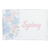 Roze en Blauw Grandmillennial Reversible | Naam Kussensloop (Voorkant)