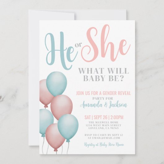 Roze en blauw haar geslacht onthullen kaart (Voorkant)