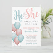Roze en blauw haar geslacht onthullen kaart (Staand voorkant)